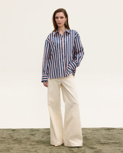 Innocent Πουκάμισο Oversized ριγέ ρόζ/καφέ Anerio