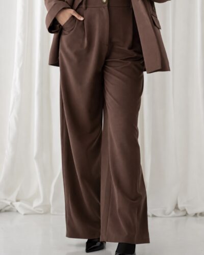 Georgina Trikogia Παντελόνι με πιέτα Brown Pants Anerio