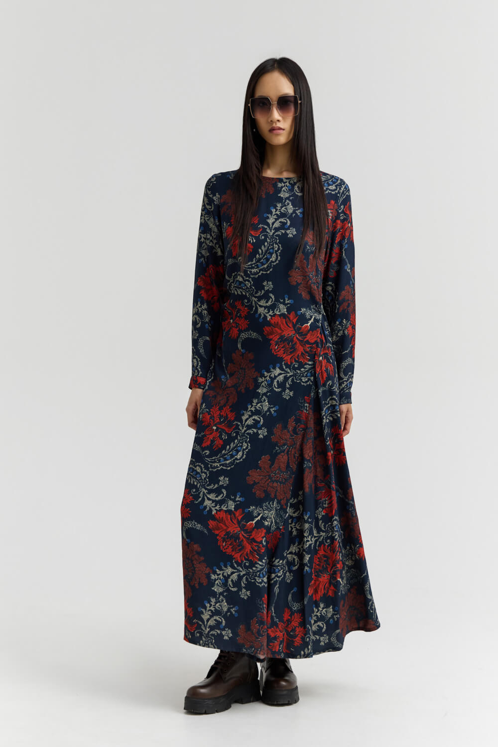 Namaste SHALOM Φόρεμα maxi floral με side ruching και ασύμμετρο draped effect Anerio