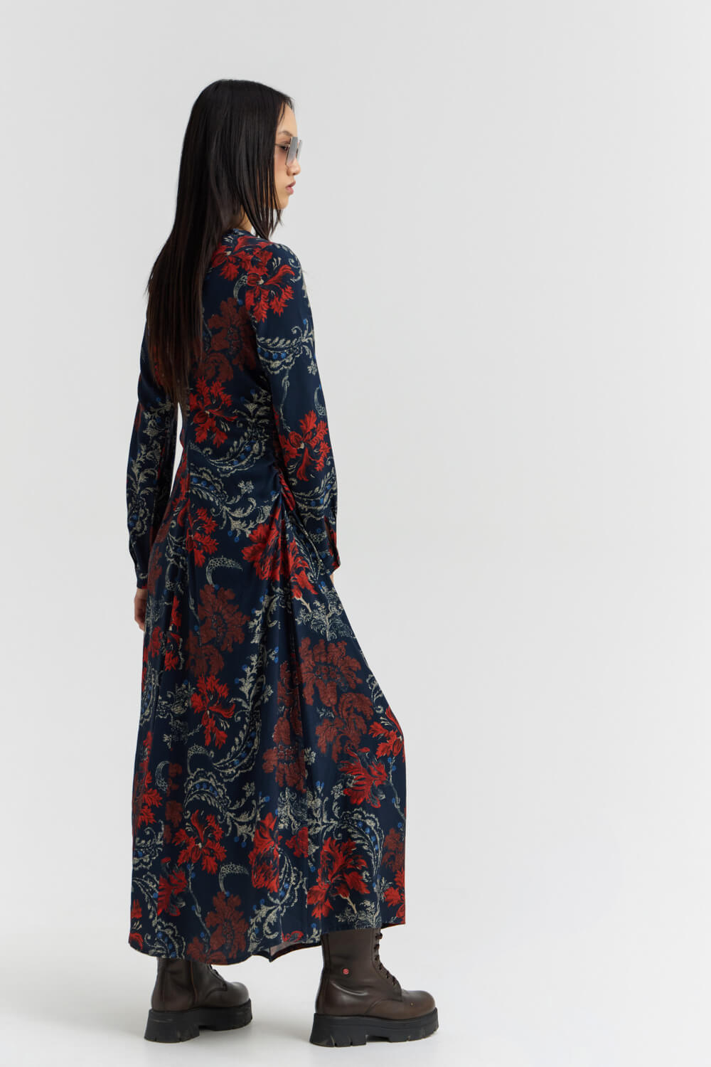 Namaste SHALOM Φόρεμα maxi floral με side ruching και ασύμμετρο draped effect - Image 3